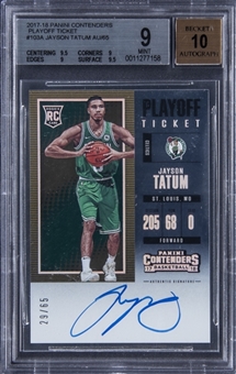 2017/18 Panini Contenders “Playoff Ticket” #103A Jayson Tatum Signed Rookie Card (#29/65) – BGS MINT 9/BGS 10